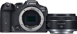 Foto van Canon eos r7 + ef-eos r adapter + rf 50mm f/1.8 stm