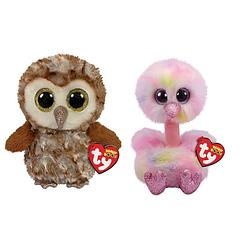 Foto van Ty - knuffel - beanie boo's - percy owl & avery ostrich