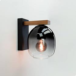 Foto van Eglo filago wandlamp - e27 - 20 cm - bruin/zwart - glas