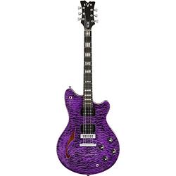 Foto van Evh sa-126qm special transparent purple semi-akoestische gitaar met koffer