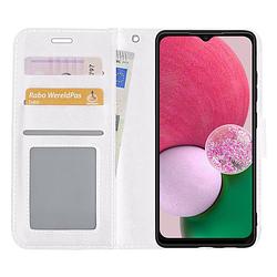 Foto van Basey samsung galaxy a13 4g hoesje book case kunstleer cover hoes - wit