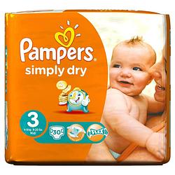 Foto van Pampers baby luiers - simply dry maat 3 30 stuks