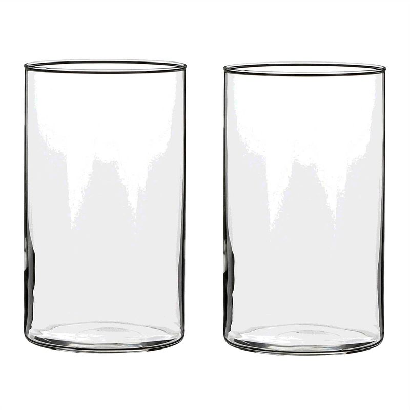 Foto van 2x ronde glazen cilinder vaas/vazen transparant 20 cm lang - vazen