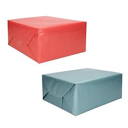 Foto van Trendoz pakket van 8x rollen kraft inpakpapier/kaftpapier blauw en rood 200 x 70 cm - cadeaupapier
