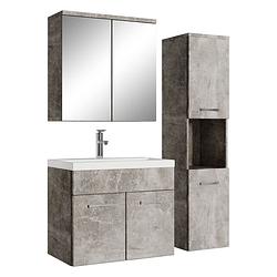 Foto van Badplaats badkamermeubel montreal 60cm complete set met spiegelkast - beton grijs