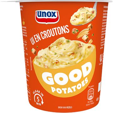 Foto van Unox good potatoes ui en croutons 48 g bij jumbo