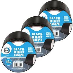 Foto van Did duct tape/reparatietape zwart 3 stuks 10 meter x 48 mm - tape (klussen)