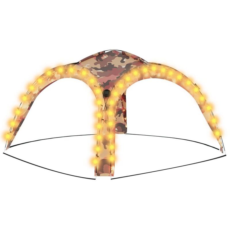 Foto van Vidaxl partytent met led en 4 zijwanden 3,6x3,6x2,3 m camouflage