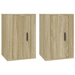 Foto van The living store tv-wandmeubel - - tv-kasten - 40 x 34.5 x 60 cm - sonoma eiken