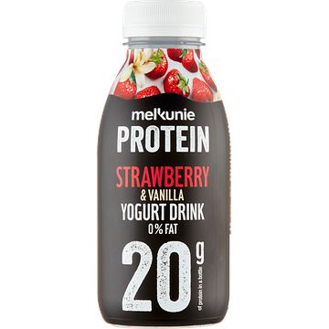 Foto van Melkunie protein strawberry & vanilla yogurt drink 0% fat 330ml bij jumbo