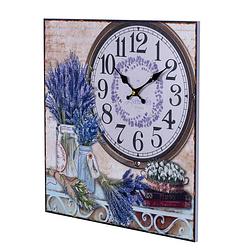 Foto van Canvas schilderij wandklok lavendel flowers en books 38 cm met klok -