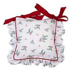 Foto van Haes deco - kerst kussenhoes 40x40 cm - rood - collectie: holly christmas - sierkussen, kussenhoes