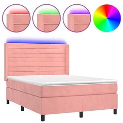 Foto van The living store bedframe boxspring - fluweel - pocketvering matras - hoofdbord - led