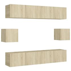 Foto van The living store televisiemeubelset - sonoma eiken - 4x 80x30x30 cm + 2x 30.5x30x30 cm