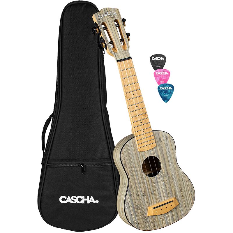 Foto van Cascha hh 2315 bamboo graphite sopraan ukelele set