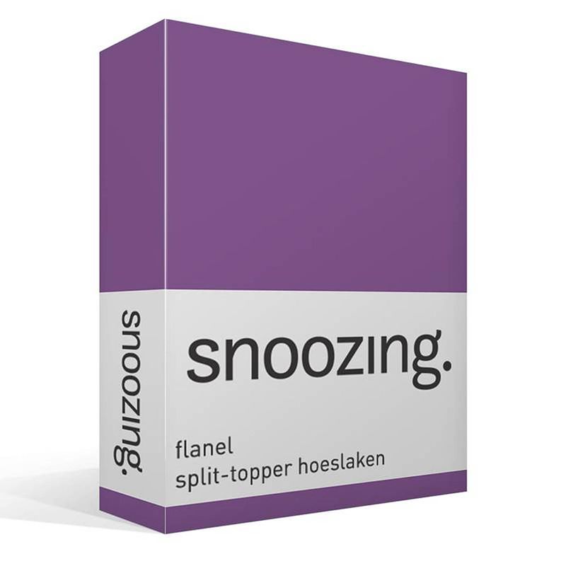 Foto van Snoozing - flanel - split-topper - hoeslaken - 140x200 cm - paars