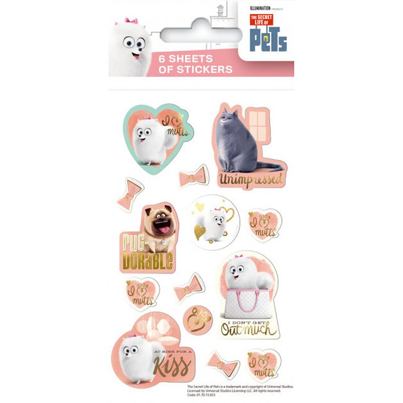 Foto van Funny products stickers secret life of pets junior wit 84 stuks