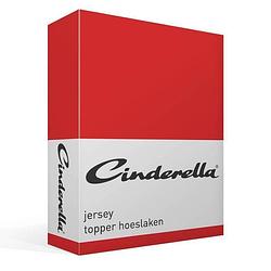 Foto van Cinderella jersey topper hoeslaken - 100% gebreide jersey katoen - lits-jumeaux (160x200/210 cm) - red