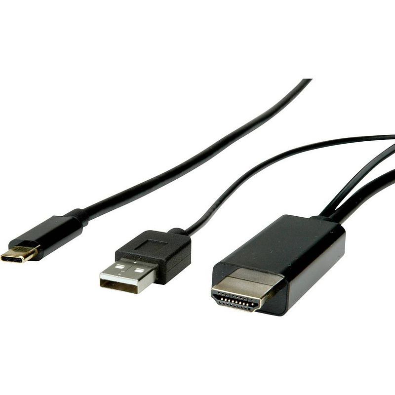 Foto van Roline usb-c / hdmi adapterkabel usb-c stekker, hdmi-a stekker 2.00 m zwart 11.04.5956 usb-c-displaykabel