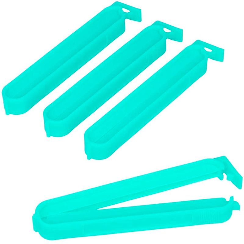 Foto van Metaltex vershoudclips 10 cm turquoise 4 stuks