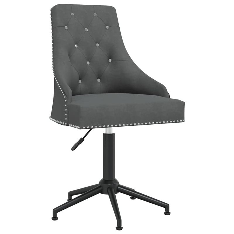 Foto van The living store draaibare eetstoelen - set van 6 - donkergrijs - fluweel - metaal - 52 x 57 x (92.5 - 101.5) cm