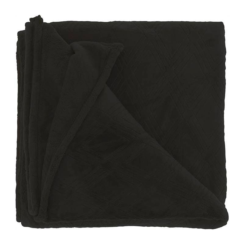 Foto van Unique living auke fleece plaid - fleece polyester - 150x200 cm - black