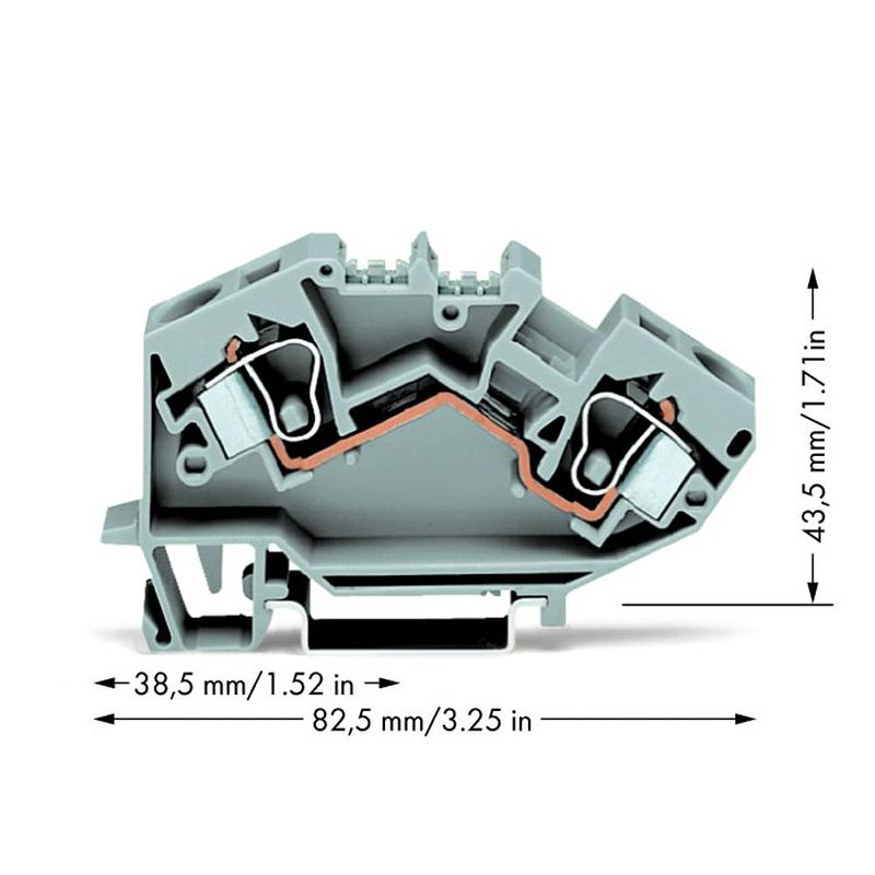 Foto van Wago 784-601 doorgangsklem 10 mm spanveer toewijzing: l grijs 25 stuk(s)