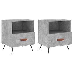 Foto van The living store nachtkastje - betongrijs - 40x35x47.5 cm - duurzaam bewerkt hout - 1 vak en 1 lade - metalen voeten -