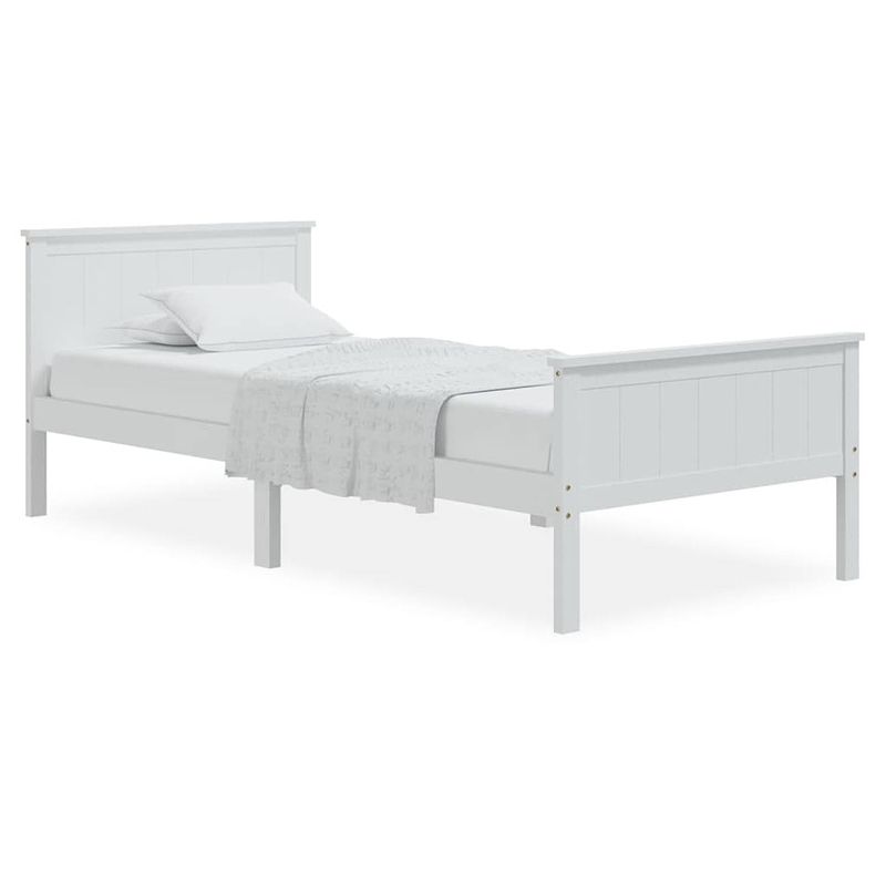 Foto van Vidaxl bedframe massief grenenhout wit 90x200 cm