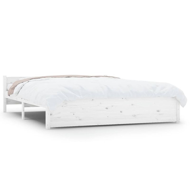 Foto van The living store houten bedframe - grenenhout - 205.5 x 155.5 x 51 cm - wit