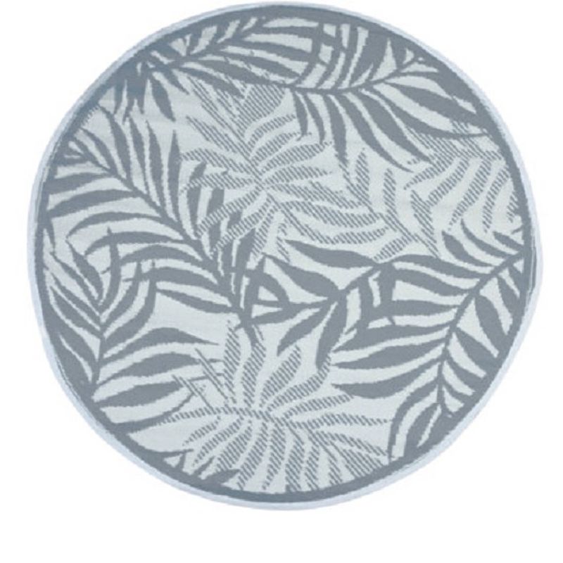 Foto van 4goodz vloerkleed outdoor rond tropical 150 cm buitenkleed - grijs