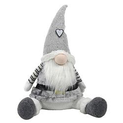 Foto van Pluche gnome/dwerg decoratie pop/knuffel grijs zittend 48 cm - kerstman pop