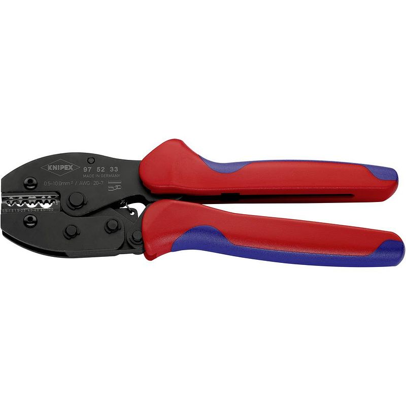 Foto van Knipex preciforce 97 52 33 krimptang ongeïsoleerde buiskabelschoenen, ongeïsoleerde knelkabelschoenen, ongeïsoleerde knelverbinders, ongeïsoleerde