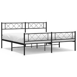 Foto van Vidaxl bedframe met hoofd- en voeteneinde metaal zwart 180x200 cm