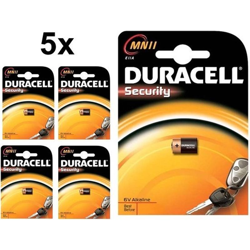 Foto van 5 stuks - duracell a11 mn11 11a 6v security alkaline batterij