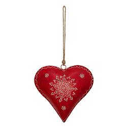 Foto van Haes deco - kersthanger hart 27x12x27 cm - rood - kerstdecoratie, decoratie hanger, kerstboomversiering