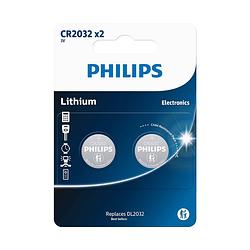 Foto van Philips knoopcel batterijen - cr2032 - 2 stuks verpakking