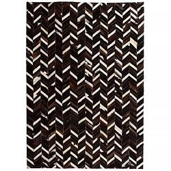 Foto van Vidaxl tapijt chevron patchwork 80x150 cm echt leer zwart/wit