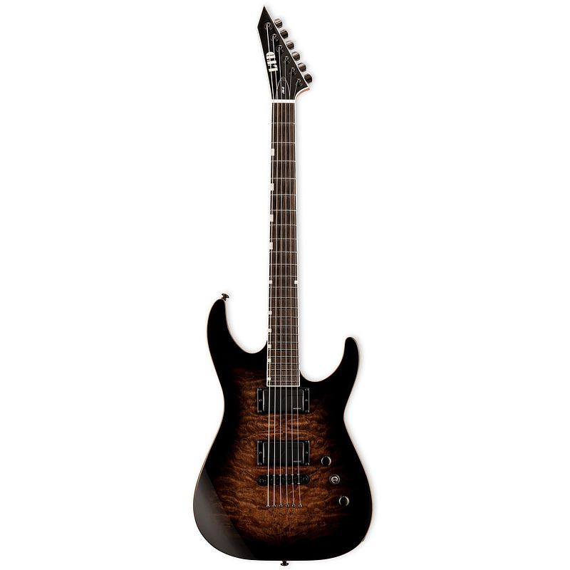 Foto van Esp ltd josh middleton signature jm-ii black shadow brown burst elektrische gitaar met koffer