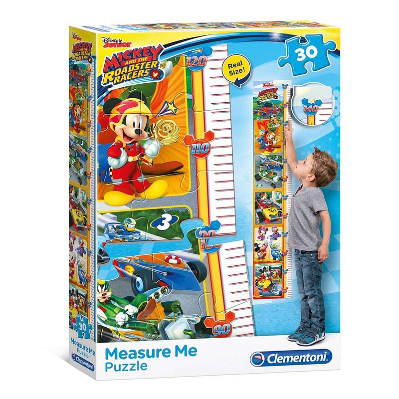 Foto van Clementoni puzzel meetlat mickey roadster racers 30 stukjes