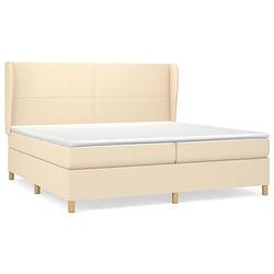 Foto van The living store boxspringbed - crème - 203 x 203 x 118/128 cm - pocketvering matras - middelharde ondersteuning