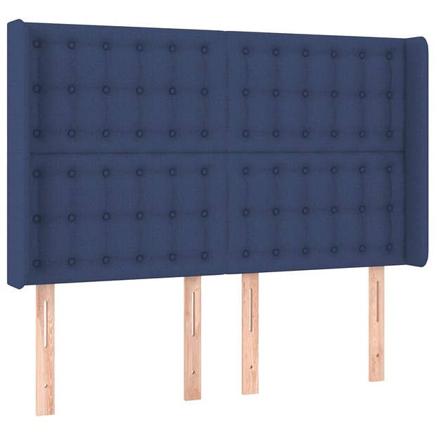 Foto van Vidaxl hoofdbord met randen 147x16x118/128 cm stof blauw