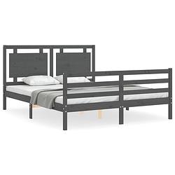 Foto van The living store bed - massief grenenhout - king size - 205.5 x 155.5 x 100 cm - grijs