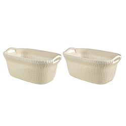 Foto van Curver knit wasmand - 40l - set van 2 - gebroken wit