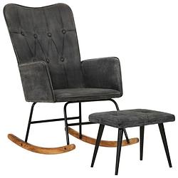 Foto van Vidaxl schommelstoel met voetenbank canvas in vintage stijl zwart