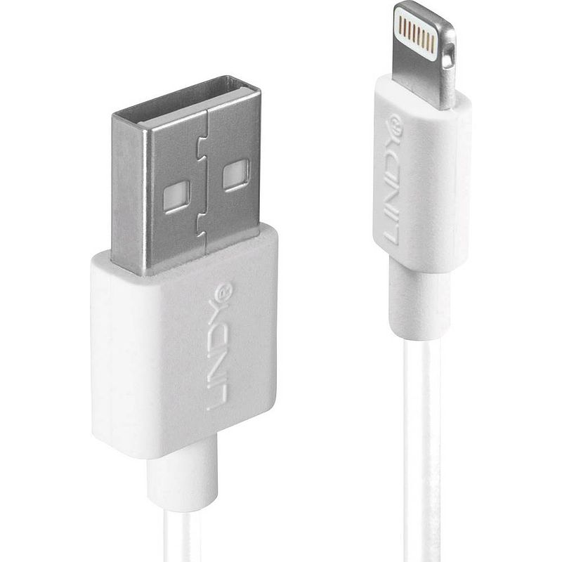 Foto van Lindy usb-kabel usb 2.0 usb-a stekker, apple lightning stekker 2.00 m wit 31327