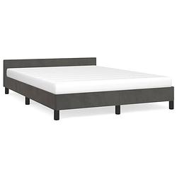 Foto van The living store bedframe donkergrijs - stof - 203x143x50cm - multiplex lattenbodem - geschikt voor matras 140x200cm -