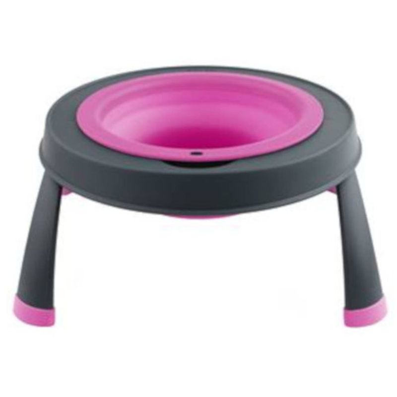 Foto van Popware voerbak 356 ml siliconen antraciet/roze