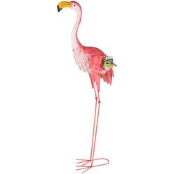 Foto van Lifetime garden flamingo beeld - tuindecoratie - 44 x 18,5 x 104cm - metaal - roze