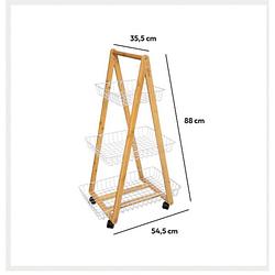 Foto van Keukentrolley bamboe 3-laags 54,5 x 35.5 x 88 cm - opberg trolley